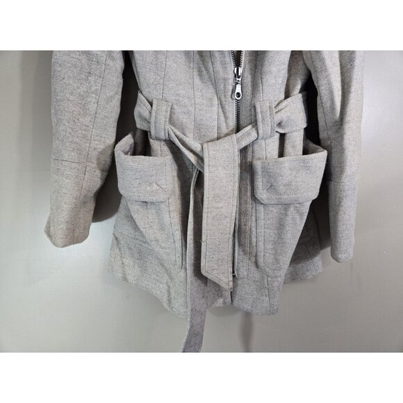 Zara Basic Gray Belted Pea Coat Sz S - Picture 5 of 12